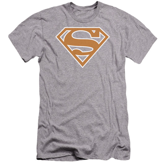 Superman - Burnt Orange&white Shield-premuim Canvas Adult Slim Fit 30/1 - Athletic Heather