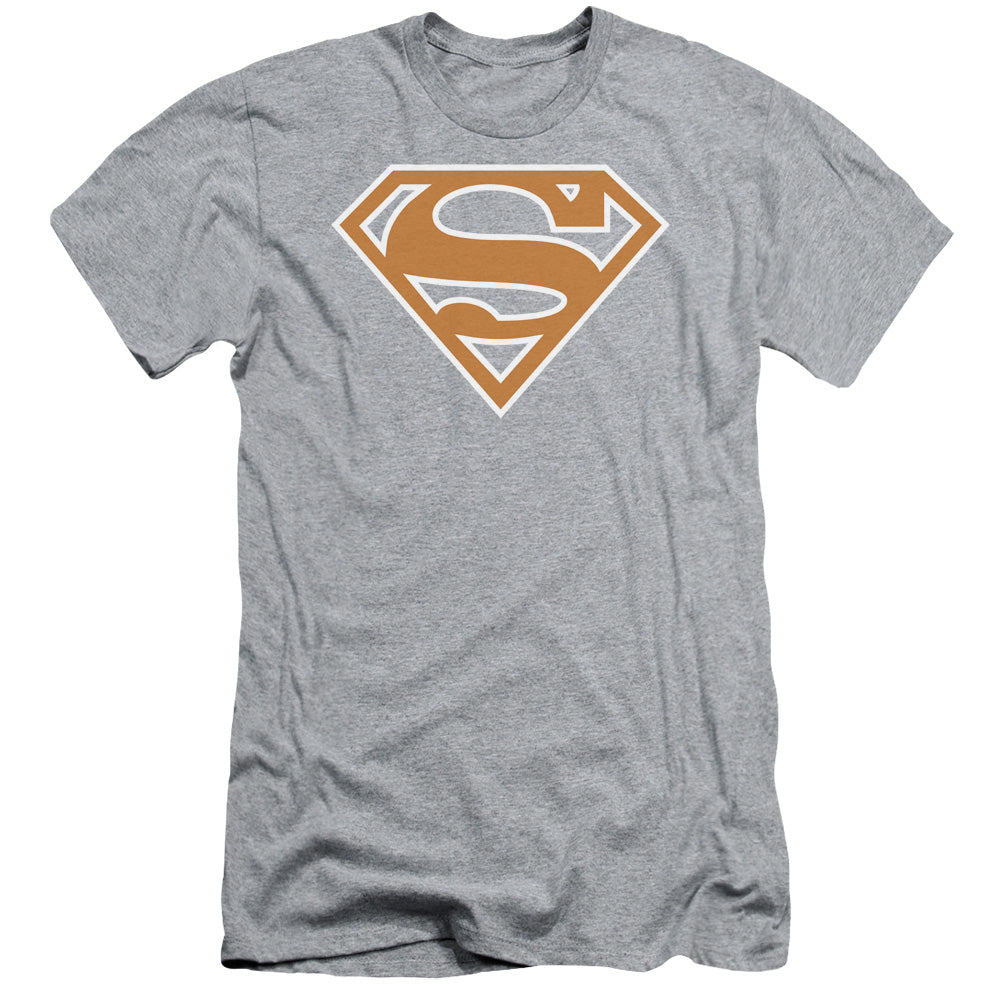 Superman - Burnt Orange&white Shield - Short Sleeve Adult 30/1 - Athletic Heather T-shirt