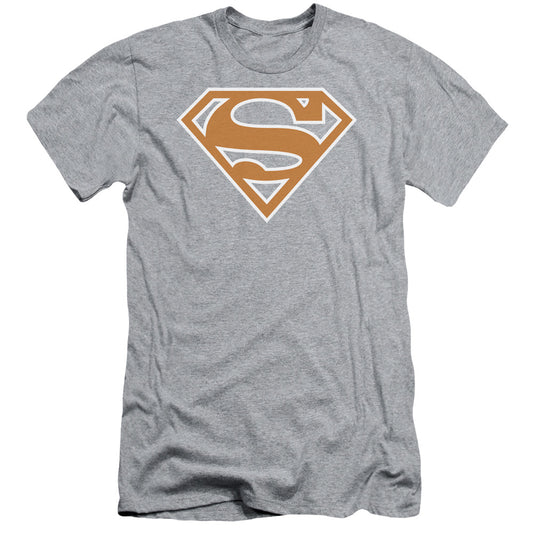 Superman - Burnt Orange&white Shield - Short Sleeve Adult 30/1 - Athletic Heather T-shirt