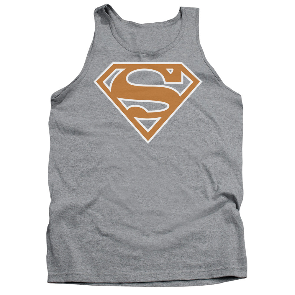 Superman - Burnt Orange&white Shield - Adult Tank - Athletic Heather