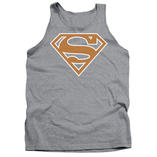 Superman - Burnt Orange&white Shield - Adult Tank - Athletic Heather