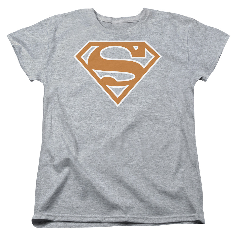 Superman - Burnt Orange&white Shield - Short Sleeve Womens Tee - Athletic Heather T-shirt