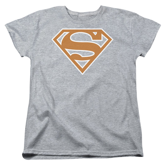 Superman - Burnt Orange&white Shield - Short Sleeve Womens Tee - Athletic Heather T-shirt