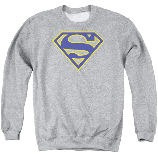 Superman - Maize &amp; Blue Shield - Adult Crewneck Sweatshirt - Athletic Heather