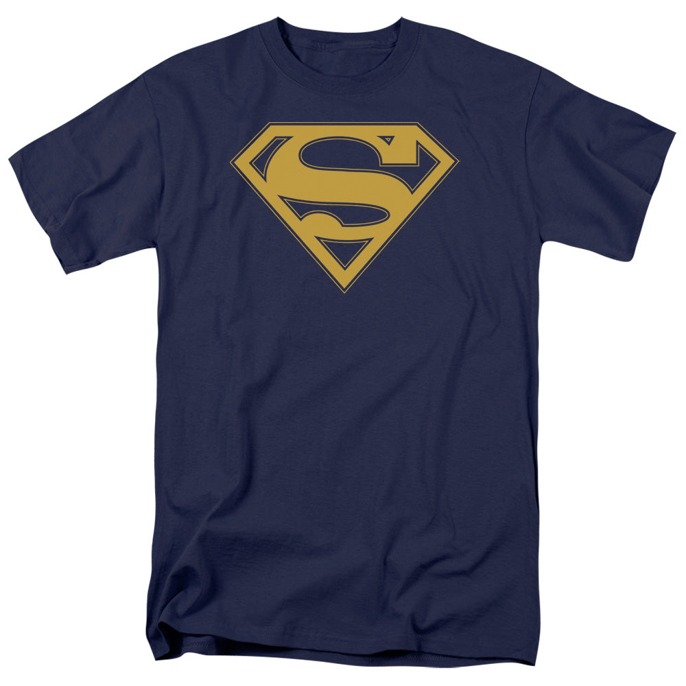Superman - Maize & Blue Shield - Short Sleeve Adult 18/1 - Navy T-shirt