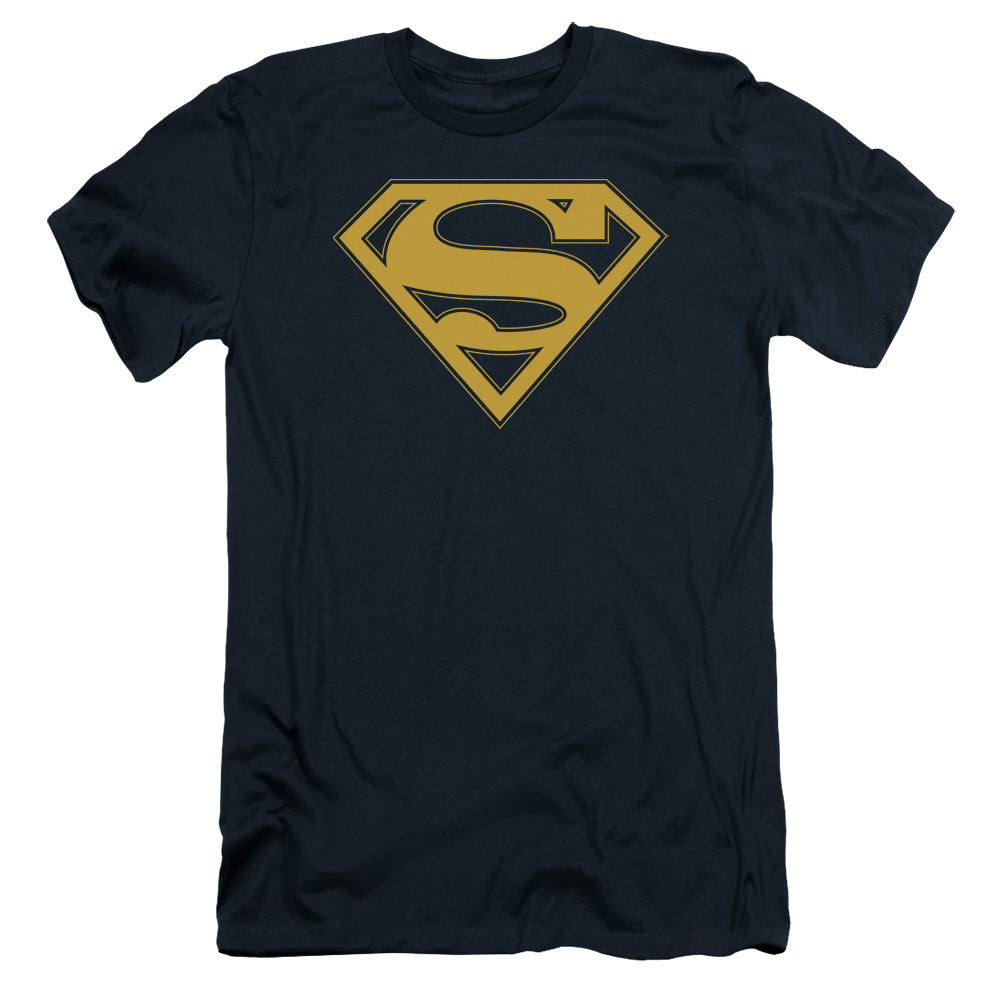 Superman - Maize & Blue Shield - Short Sleeve Adult 30/1 - Navy T-shirt