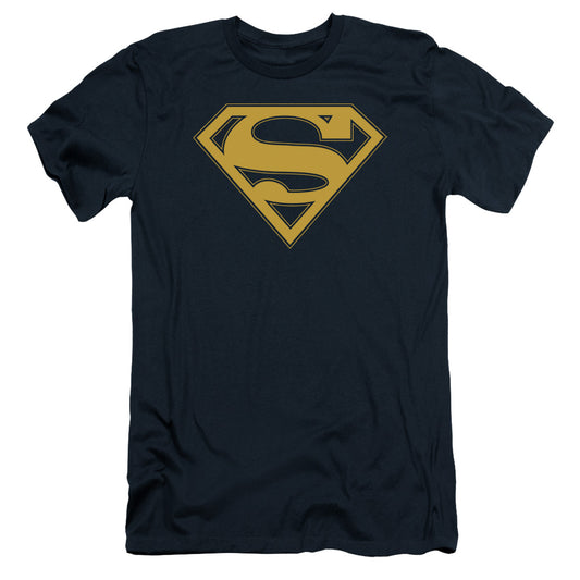 Superman - Maize & Blue Shield - Short Sleeve Adult 30/1 - Navy T-shirt