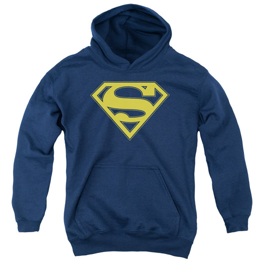 Superman - Maize & Blue Shield - Youth Pull-over Hoodie - Navy