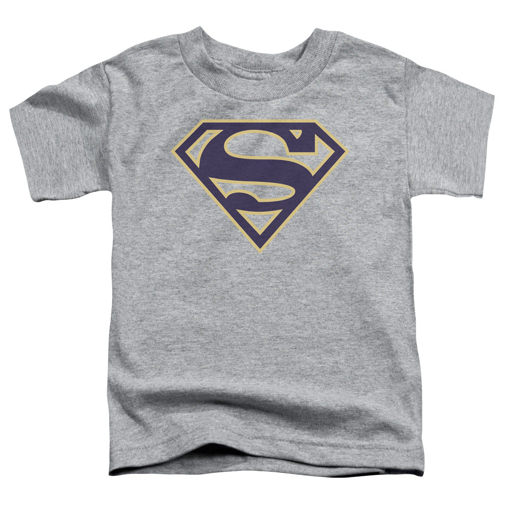 Superman - Navy & Gold Shield - Short Sleeve Toddler Tee - Athletic Heather T-shirt