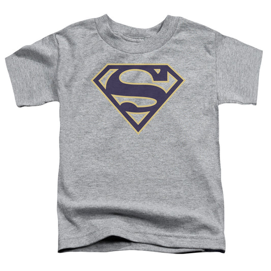 Superman - Navy & Gold Shield - Short Sleeve Toddler Tee - Athletic Heather T-shirt