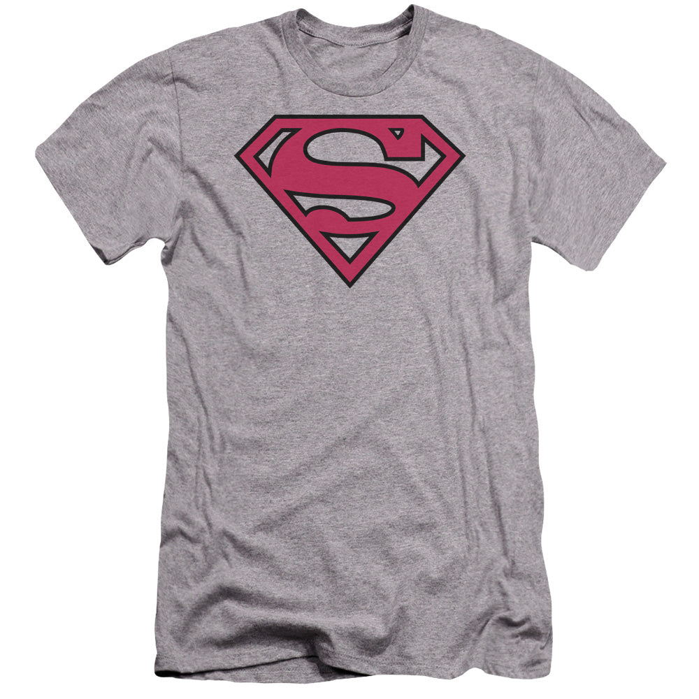 Superman - Red & Black Shield-premuim Canvas Adult Slim Fit 30/1 - Athletic Heather