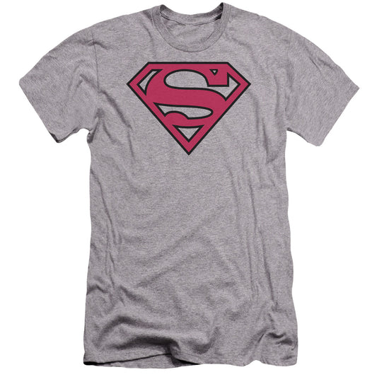 Superman - Red & Black Shield-premuim Canvas Adult Slim Fit 30/1 - Athletic Heather