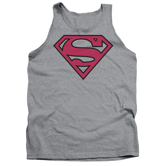 Superman - Red & Black Shield - Adult Tank - Athletic Heather