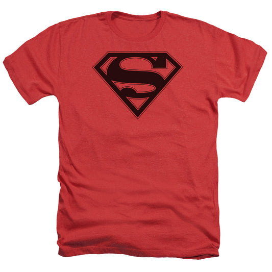 Superman - Red & Black Shield - Adult Heather - Red