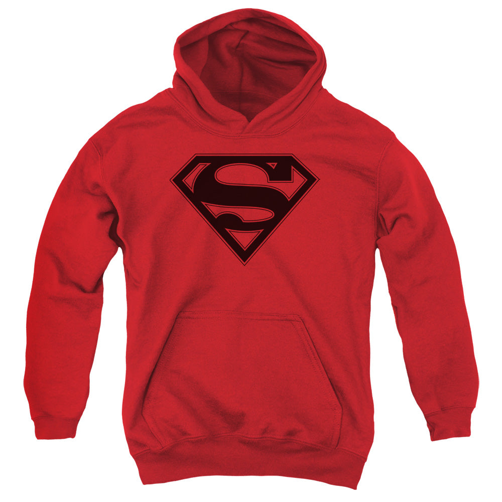 Superman - Red & Black Shield - Youth Pull-over Hoodie - Red
