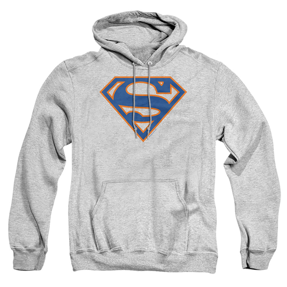 Superman - Blue &amp; Orange Shield - Adult Pull-over Hoodie - Athletic Heather
