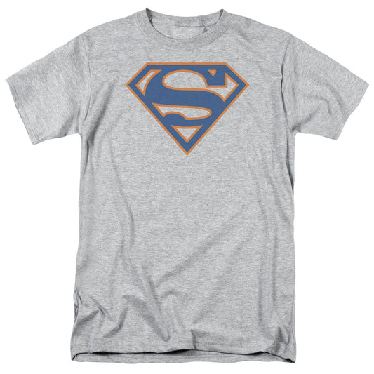 Superman - Blue & Orange Shield - Short Sleeve Adult 18/1 - Athletic Heather T-shirt