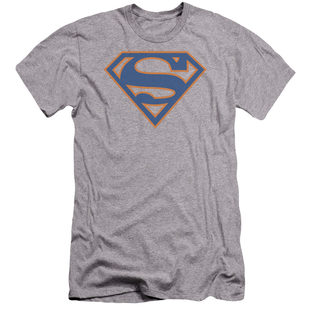 Superman - Blue & Orange Shield-premuim Canvas Adult Slim Fit 30/1 - Athletic Heather