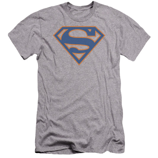 Superman - Blue & Orange Shield-premuim Canvas Adult Slim Fit 30/1 - Athletic Heather