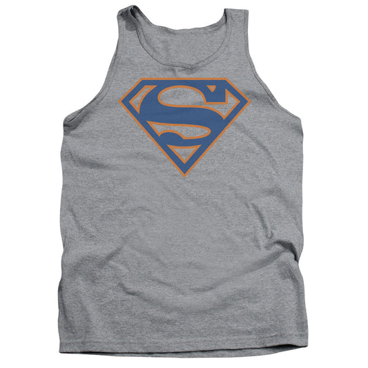 Superman - Blue & Orange Shield - Adult Tank - Athletic Heather