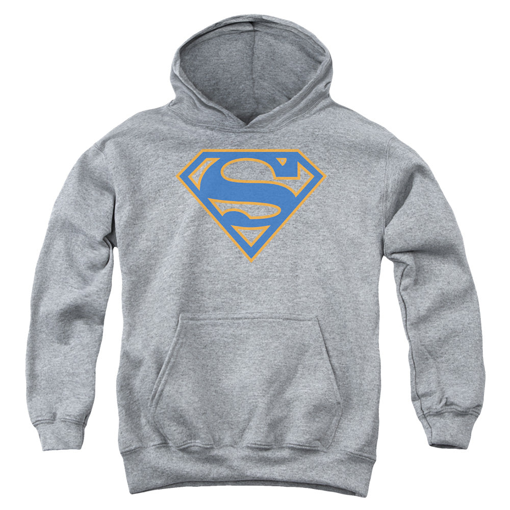 Superman - Blue & Orange Shield - Youth Pull-over Hoodie - Athletic Heather
