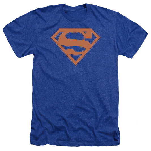 Superman - Blue & Orange Shield - Adult Heather - Royal Blue