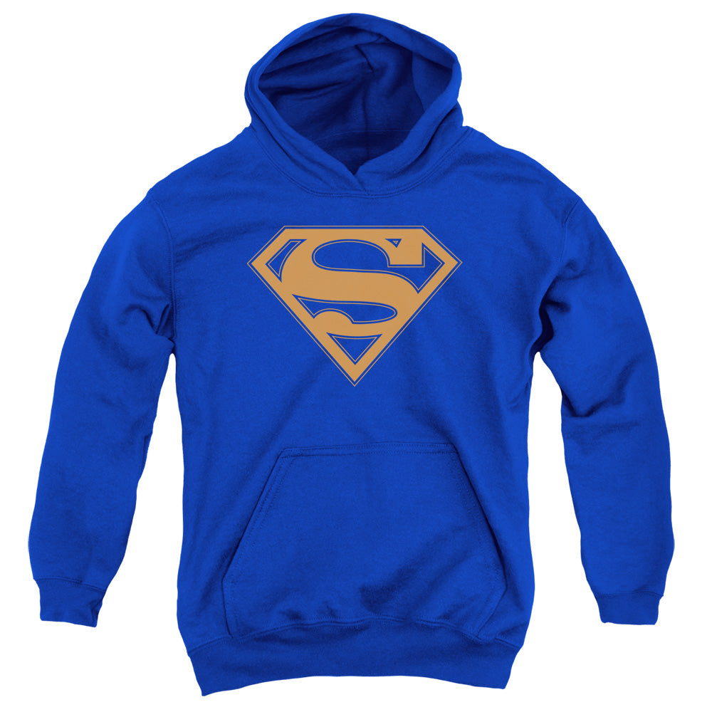 Superman - Blue & Orange Shield - Youth Pull-over Hoodie - Royal Blue