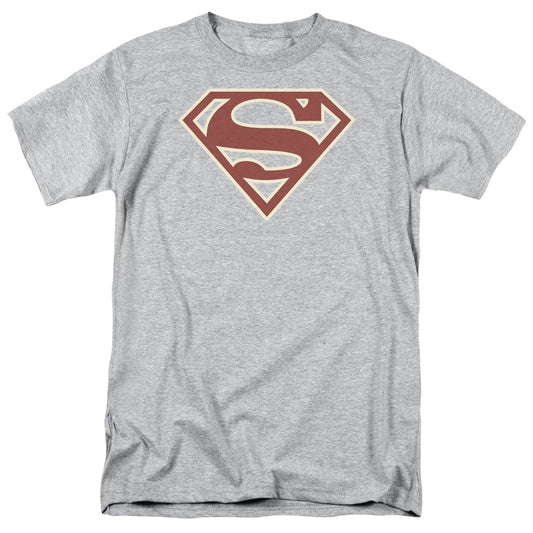 Superman - Crimson & Cream Shield - Short Sleeve Adult 18/1 - Athletic Heather T-shirt