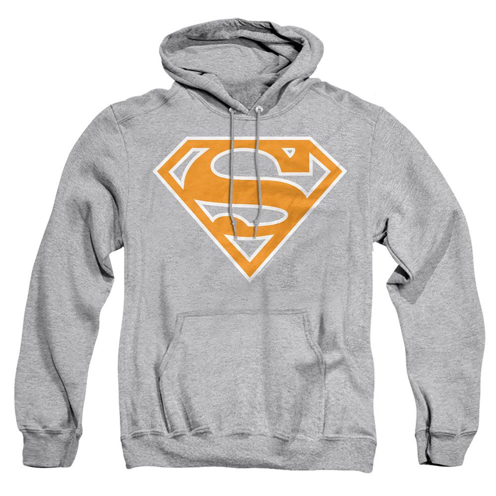 Superman - Lt Orange &amp; White Shield - Adult Pull-over Hoodie - Athletic Heather