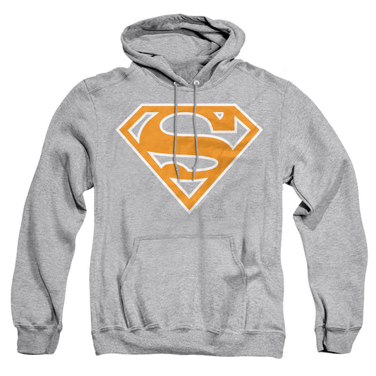 Superman - Lt Orange &amp; White Shield - Adult Pull-over Hoodie - Athletic Heather