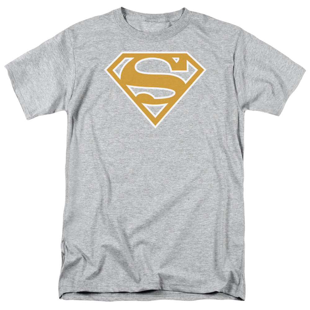 Superman - Lt Orange & White Shield - Short Sleeve Adult 18/1 - Athletic Heather T-shirt