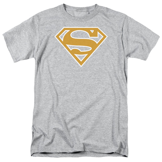 Superman - Lt Orange & White Shield - Short Sleeve Adult 18/1 - Athletic Heather T-shirt