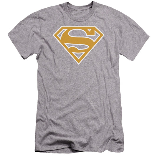 Superman - Lt Orange & White Shield-premuim Canvas Adult Slim Fit 30/1 - Athletic Heather