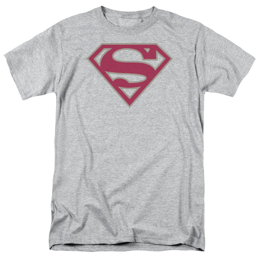 Superman - Crimson & Gray Shield - Short Sleeve Adult 18/1 - Athletic Heather T-shirt
