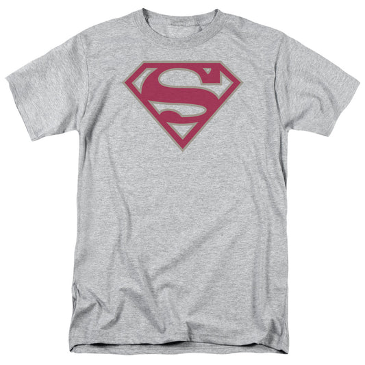 Superman - Crimson & Gray Shield - Short Sleeve Adult 18/1 - Athletic Heather T-shirt