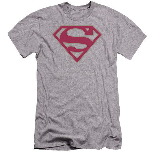 Superman - Crimson & Gray Shield-premuim Canvas Adult Slim Fit 30/1 - Athletic Heather