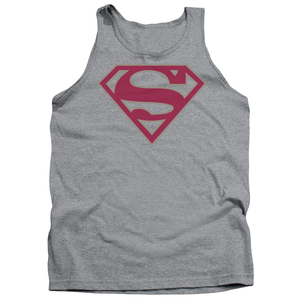 Superman - Crimson & Gray Shield - Adult Tank - Athletic Heather