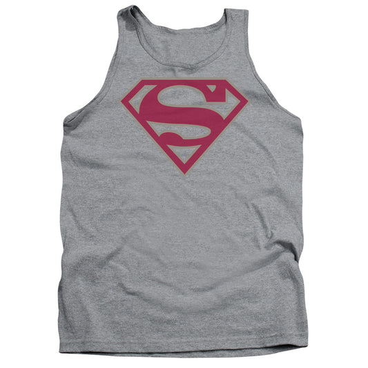 Superman - Crimson & Gray Shield - Adult Tank - Athletic Heather