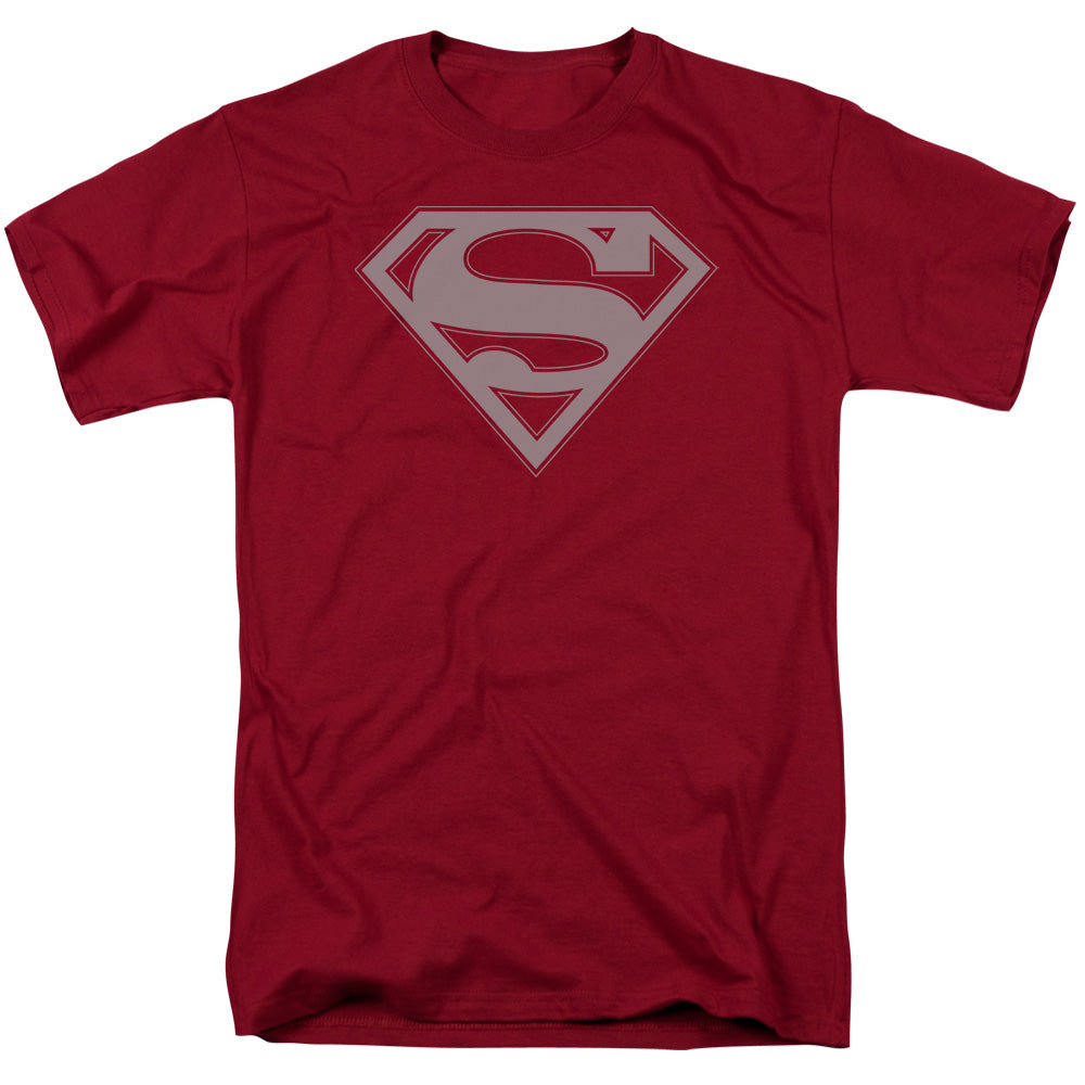 Superman - Crimson & Gray Shield - Short Sleeve Adult 18/1 - Cardinal T-shirt