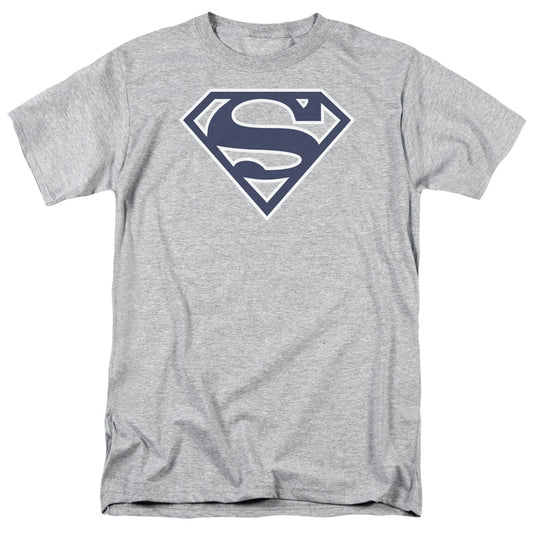 Superman - Navy & White Shield - Short Sleeve Adult 18/1 - Athletic Heather T-shirt