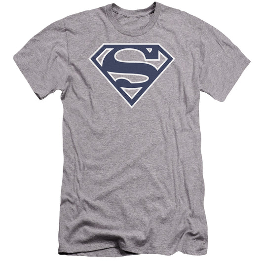 Superman - Navy & White Shield-premuim Canvas Adult Slim Fit 30/1 - Athletic Heather