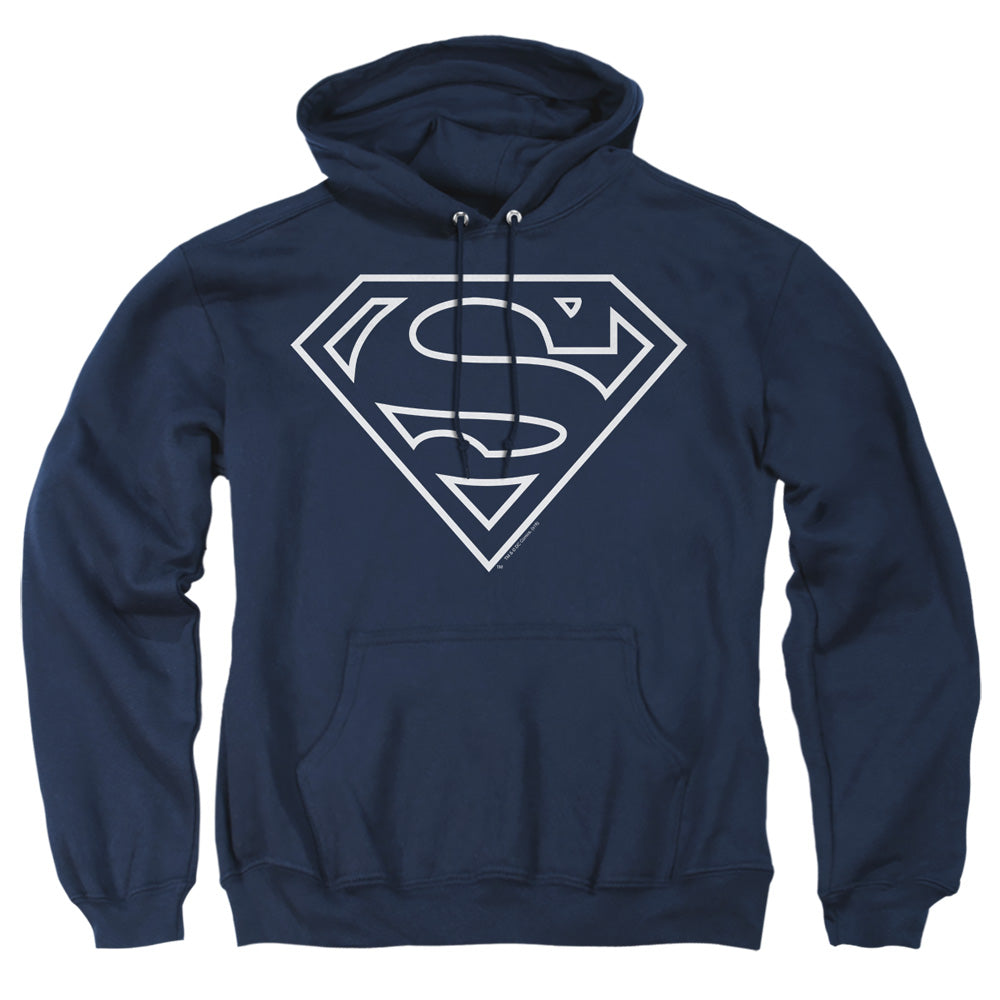 Superman - Navy &amp; White Shield - Adult Pull-over Hoodie - Navy
