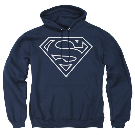Superman - Navy &amp; White Shield - Adult Pull-over Hoodie - Navy