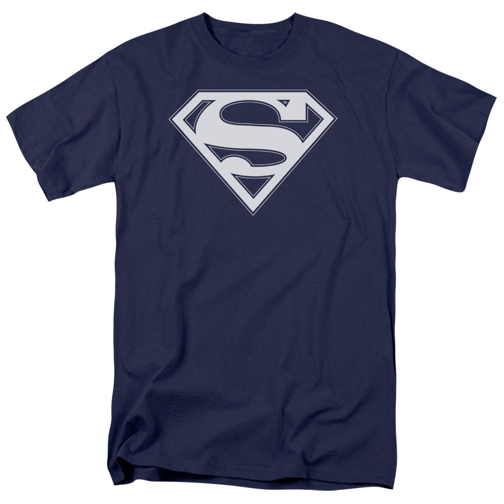 Superman - Navy & White Shield - Short Sleeve Adult 18/1 - Navy T-shirt