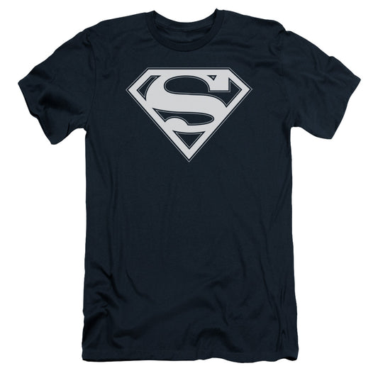 Superman - Navy & White Shield - Short Sleeve Adult 30/1 - Navy T-shirt