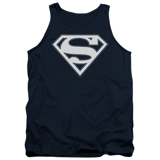 Superman - Navy & White Shield - Adult Tank - Navy