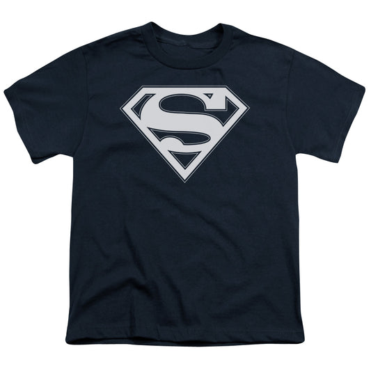 Superman - Navy & White Shield - Short Sleeve Youth 18/1 - Navy T-shirt