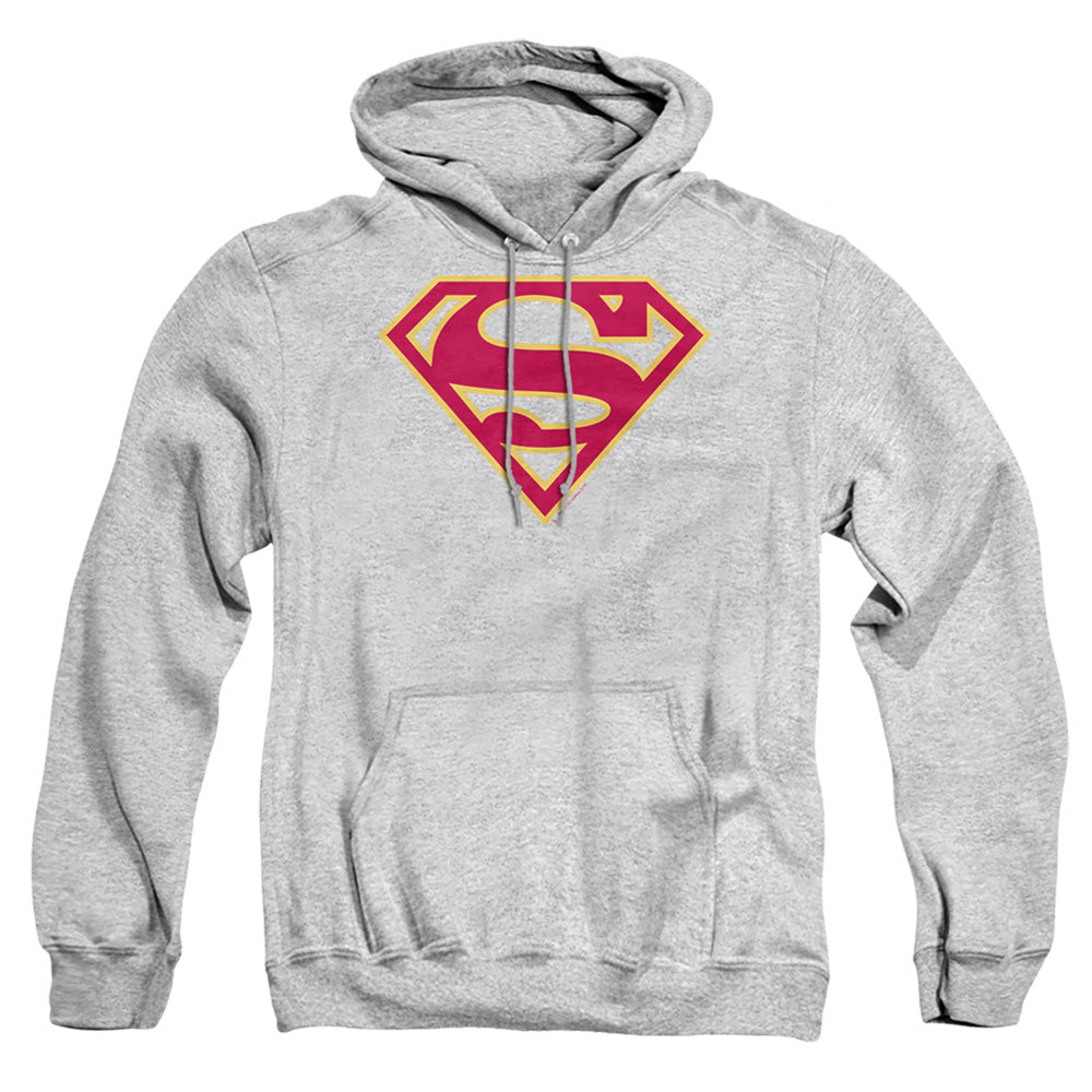 Superman - Red &amp; Gold Shield - Adult Pull-over Hoodie - Athletic Heather