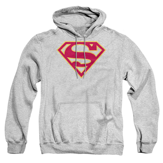 Superman - Red &amp; Gold Shield - Adult Pull-over Hoodie - Athletic Heather