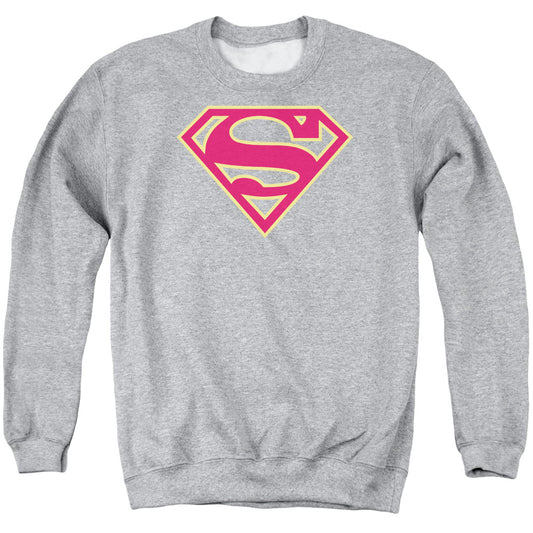 Superman - Red &amp; Gold Shield - Adult Crewneck Sweatshirt - Athletic Heather